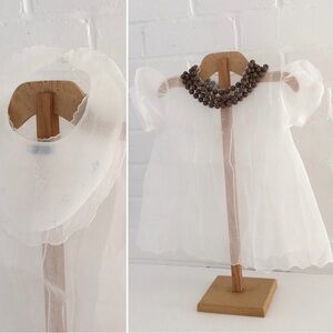 classic vintage infant christening baptism church sheer slip dress with bib